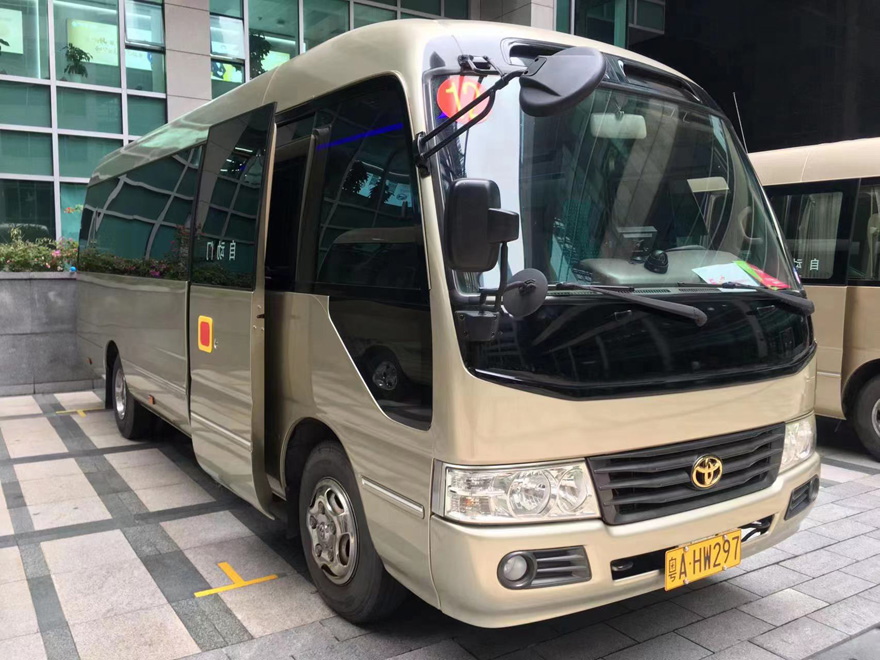 Rent luxury Toyota Coaster minibus with driver in Guangzhou city area