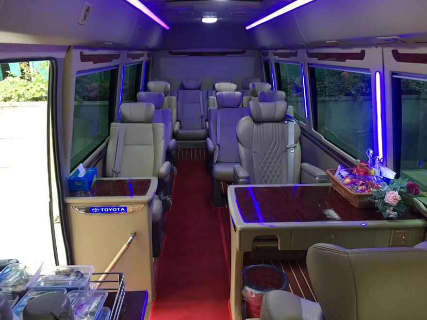 Rent luxury Toyota Coaster minibus with driver in Guangzhou city area